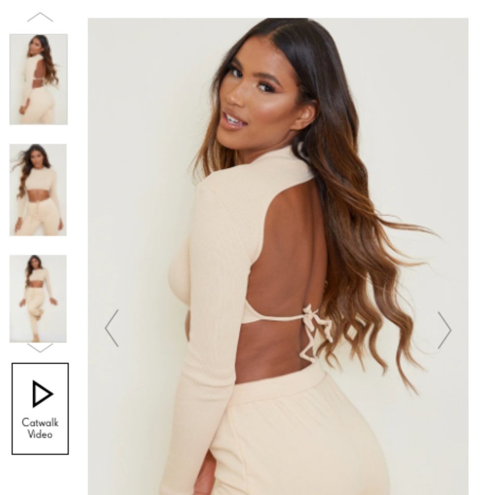Open Back Long Sleeve Crop Top